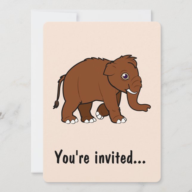 Invitation Fête d'anniversaire de mammouth laineux (Devant)