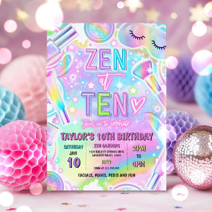 Invitation Fête d'anniversaire de maquillage de Spa Arc-en-ci