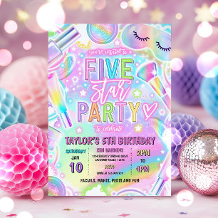 Invitation Fête d'anniversaire de maquillage de Spa Arc-en-ci
