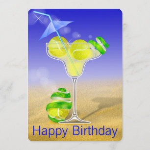 Invitation Fête d'anniversaire de margarita de tennis