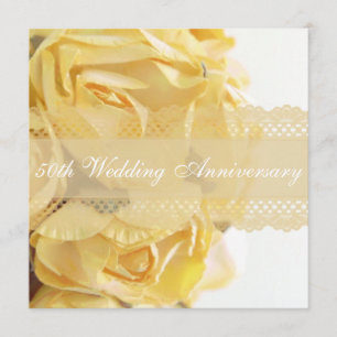Invitation Fête d'anniversaire de mariage avec des roses jaun