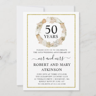 Invitation Fête d'anniversaire de mariage Bohème de plage mod