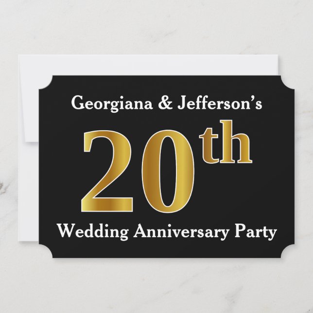 Invitation Fête d'anniversaire de mariage de 20 ans au look o (Devant)