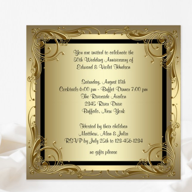 Invitation Fête d'anniversaire de mariage de 50 ans élégante  (You can change all text, font style and wording as needed on this beautiful any occasion design.)