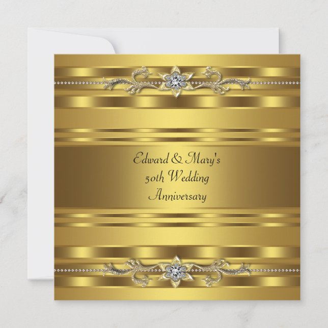 Invitation Fête d'anniversaire de mariage de 50 ans en or (Devant)