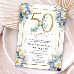 Invitation Fête d'anniversaire de mariage de 50 ans Fleur de 