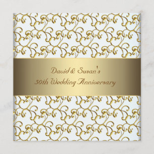 Invitation Fête d'anniversaire de mariage de 50 ans Gold Swir