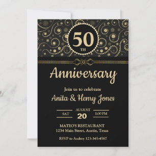 Invitation Fête d'anniversaire de mariage des parents Noir et