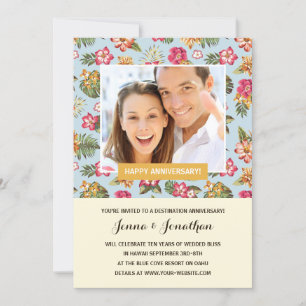 Invitation Fête d'anniversaire de mariage photo Tropical Luau