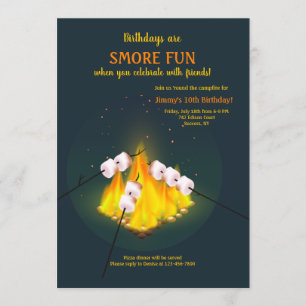 Invitation Fête d'anniversaire de Marshmallows en grillade