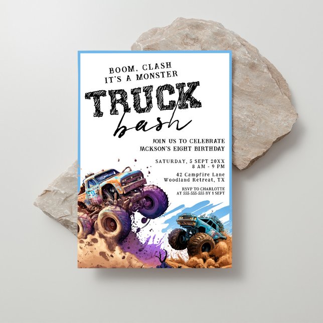 Invitation Fête d'anniversaire de Monster Truck (Créateur téléchargé)