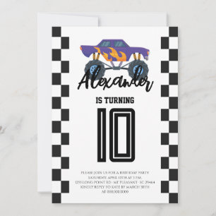 Invitation Fête d'anniversaire de Monster Truck