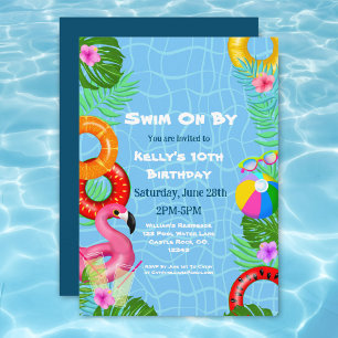Invitation Fête d'anniversaire de natation à la piscine amusa