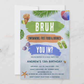 Invitation Fête d'anniversaire de natation Piscine d'été aqua