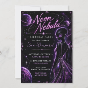 Invitation Fête d'anniversaire de Neon Nebula 21 ans