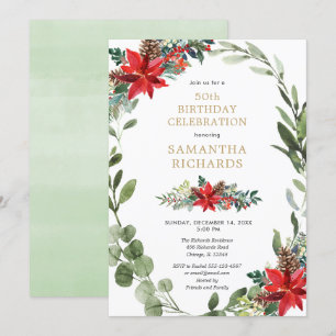 Invitation Fête d'anniversaire de Noël à l'aquarelle