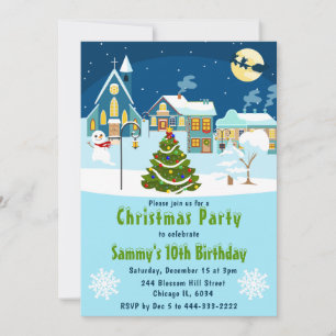 Invitation Fête d'anniversaire de Noël au Village d'Hiver