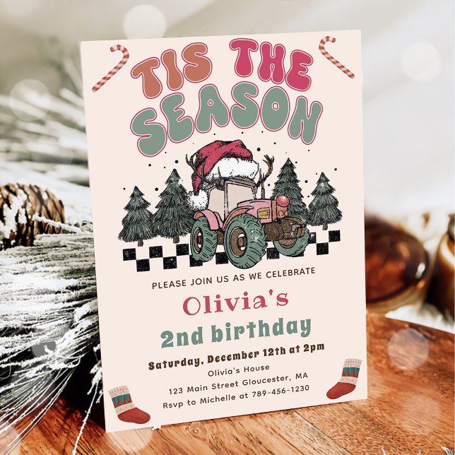 Invitation Fête d'anniversaire de Noël de Deer Truck (Créateur téléchargé)