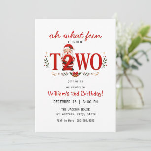 Invitation Fête d'anniversaire de Noël pour les 2 ans de Sant