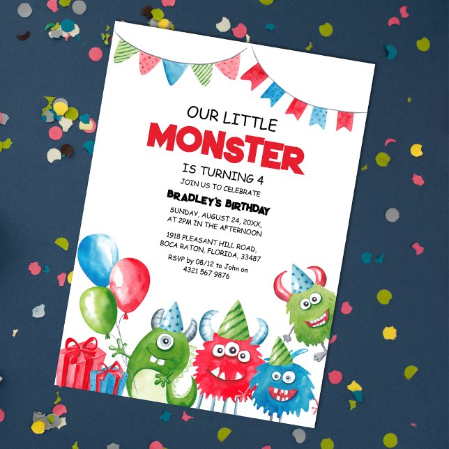 Invitation Fête d'anniversaire de notre petit monstre (Créateur téléchargé)