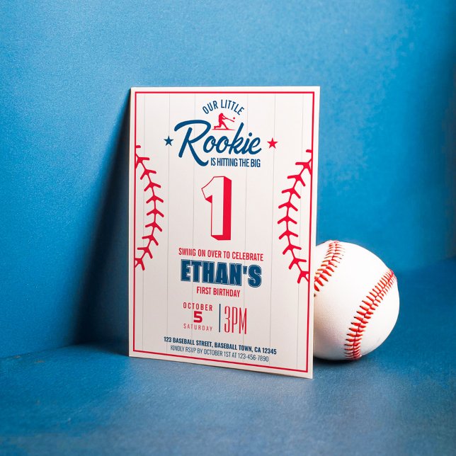 Invitation Fête d'anniversaire de notre petite rookie Basebal (Créateur téléchargé)