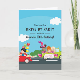 Invitation Fête d'anniversaire de passage en voiture amusante