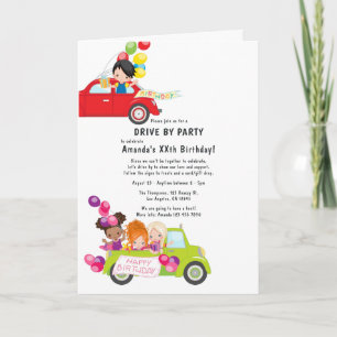 Invitation Fête d'anniversaire de passage en voiture amusante