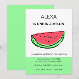 Invitation Fête d'anniversaire de pastèque pour un premier an