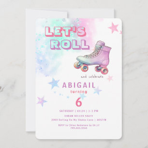 Invitation Fête d'anniversaire de patin à roulettes Let's Rol