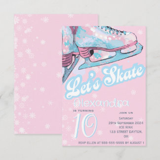 Invitation Fête d'anniversaire de patinage artistique "Patino