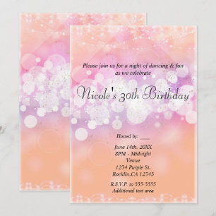 Invitation Fête d'anniversaire de Peach Glow Lights