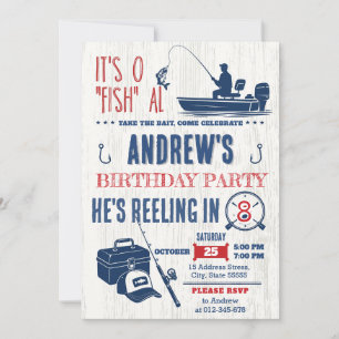 Invitation Fête d'anniversaire de pêche personnalisée pour en