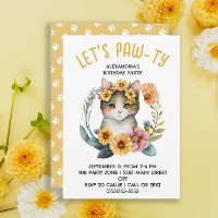 Fête d'anniversaire de petite fille avec un chaton