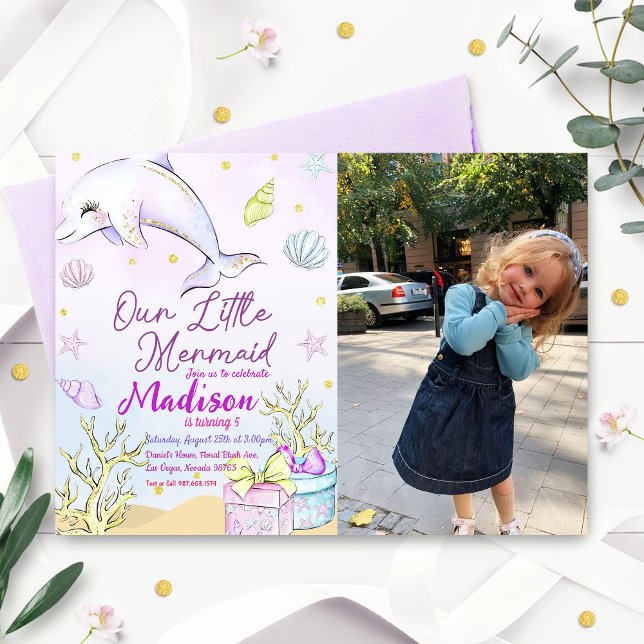 Invitation Fête D'Anniversaire De Petite Sirène Sous La Fête  (Créateur téléchargé)