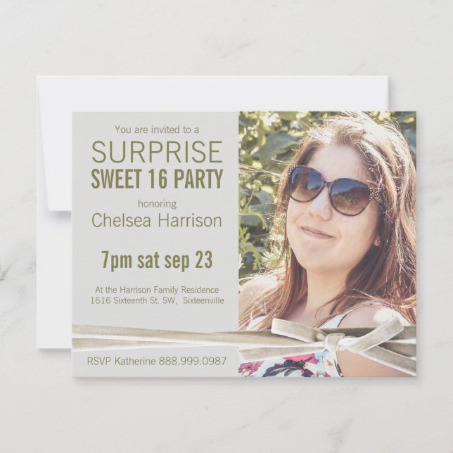 Invitation Fête d'anniversaire de photo du bonbon 16 à (Devant)