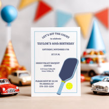 Fête d'anniversaire de pickleball bleu et blanc