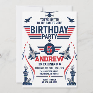 Invitation Fête d'anniversaire de pilote de chasse personnel