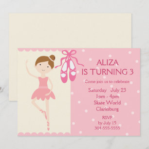 Invitation Fête d'anniversaire de Pink Ballerina
