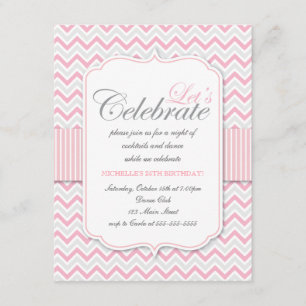 Invitation Fête d'anniversaire de Pink Chevron