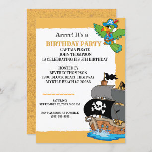 Invitation Fête d'anniversaire de pirate mignon