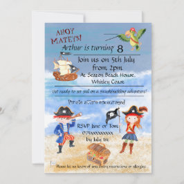Invitation Fête d'anniversaire de pirates chasse au trésor