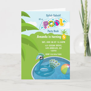 Invitation Fête d'anniversaire de piscine avec flotteur de pa