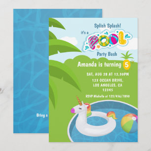 Invitation Fête d'anniversaire de piscine avec un canard lico