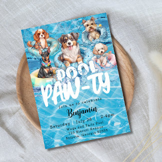 Invitation Fête d'anniversaire de piscine pour chiens