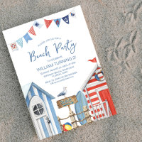 Fête d'anniversaire de plage à l'aquarelle douce