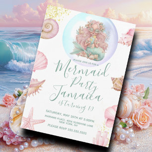 Invitation Fête d'anniversaire de plage adolescente sirène