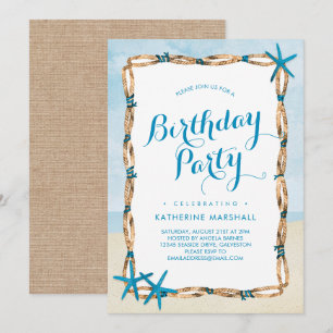 Invitation Fête d'anniversaire de plage d'étoiles de mer