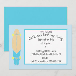 Invitation Fête d'anniversaire de planche à roulettes