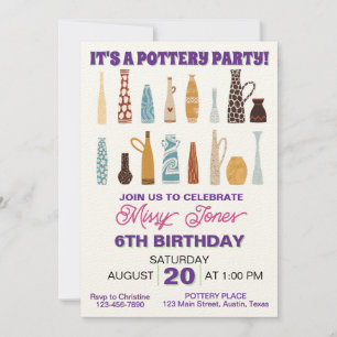 Invitation Fête d'anniversaire de poterie