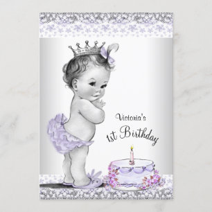 Invitation Fête d'anniversaire de première année Fille Violet